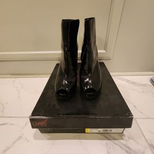 Carlos Santana "Starstruck" Black Patent Peep Toe Bootie Size 7 1/2